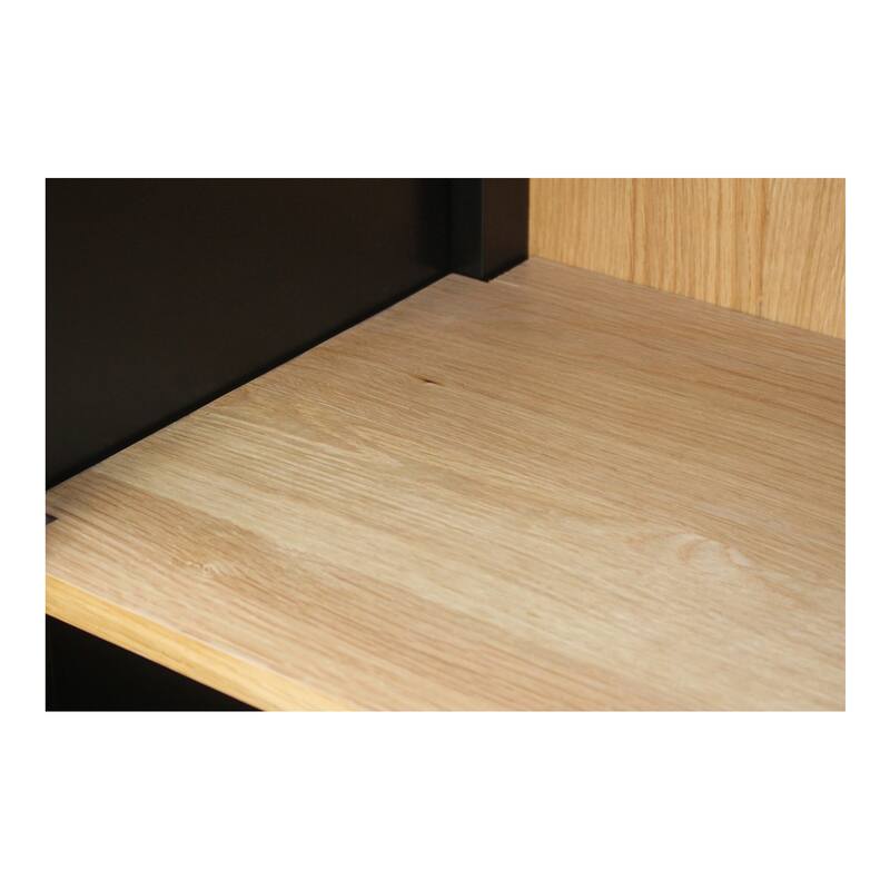 NADAAL STUDIOS Delmira Cabinet, Millwork-Inspired with Glass Front and Dowel Legs, Black