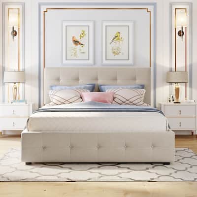 Upholstered Platform Bed with 2 Drawers and 1 Twin XL Trundle