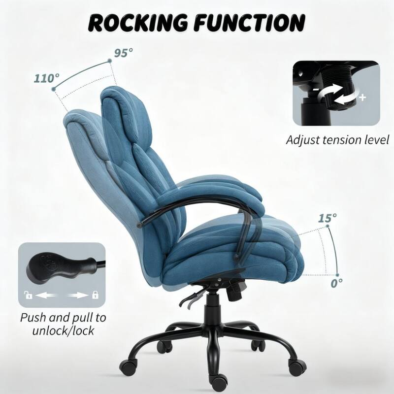 Executive Office Chair - Plush Padding, Adjustable & Rolling Wheels for Effortless Office Style