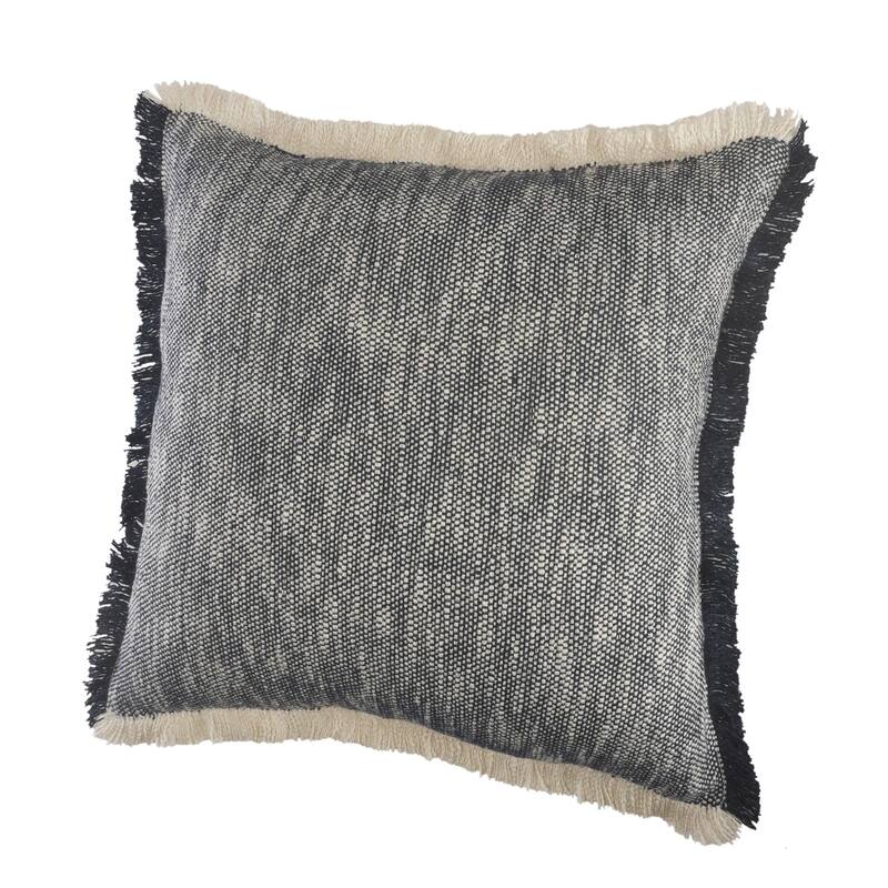 HomeRoots 20" X 20" Dark Blue And White 100% Cotton Abstract Zippered Pillow