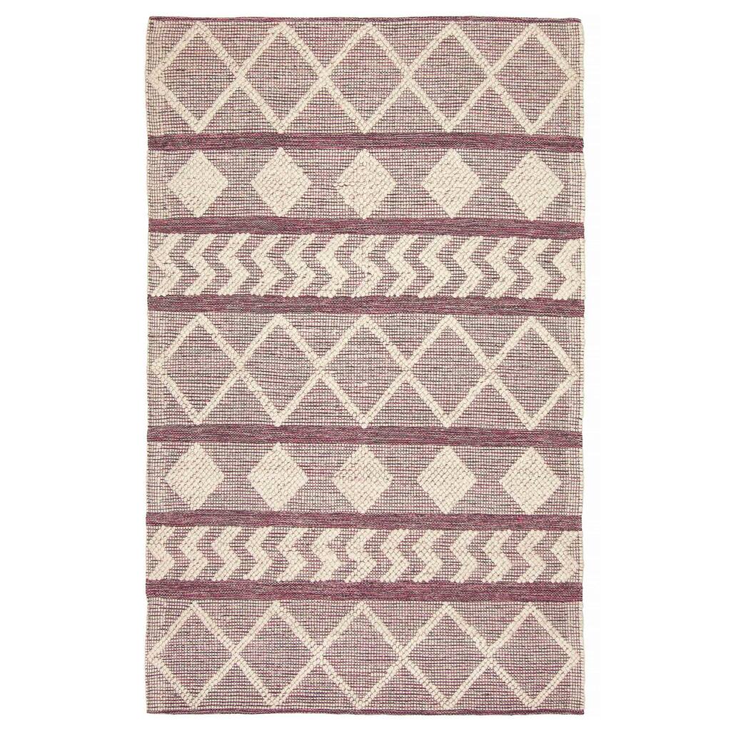 ECARPETGALLERY Braid weave Sienna Cream, Pink Wool Rug - 4'11 x 7'11