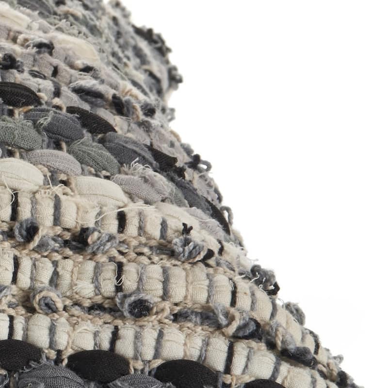 HomeRoots 18" X 18" Black And Grey 100% Cotton Striped Zippered Pillow