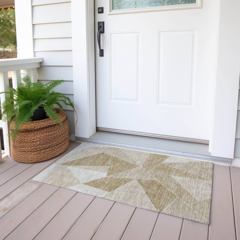 Machine Washable Indoor/ Outdoor Chantille Contemporary Mosaic Rug