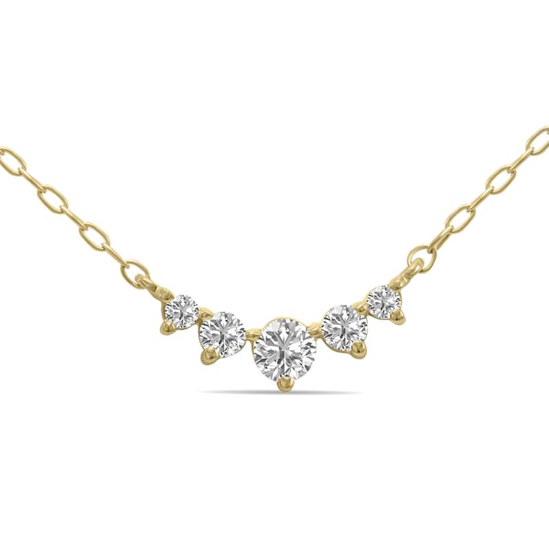 Marquee 1/4 CTW Five Stone Lab Grown Diamond Necklace in 10K Yellow Gold (F-G Color, VS1- VS2 Clarity)