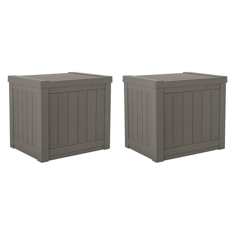 Suncast 17 x 22 Inch Resin 22-Gallon Patio Storage Deck Box, Java Brown (2 Pack) - Grey - 2 Pack