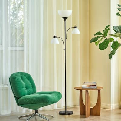71" Torchiere Floor Lamp 3-Light Standing Lamp with Reading Lights