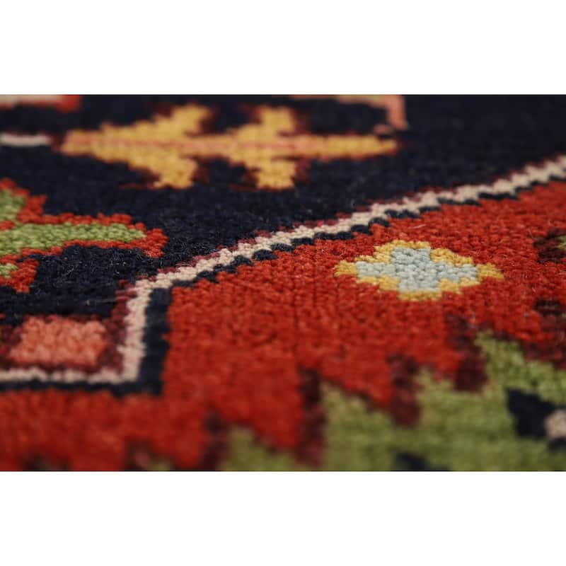 Blues & Orange Heriz Serapi Indian Area Rug Hand-Knotted Wool Carpet - 8'11"x 11'10"