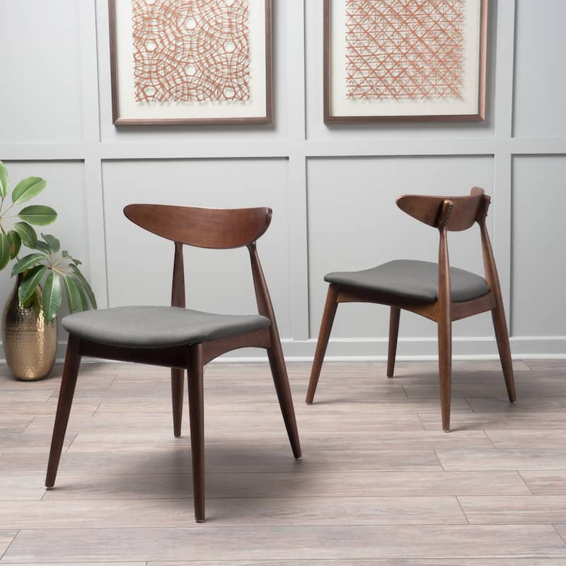 Set Of 2 Retro Rubberwood Chairs With Ergonomic Back & Plush Cushions
