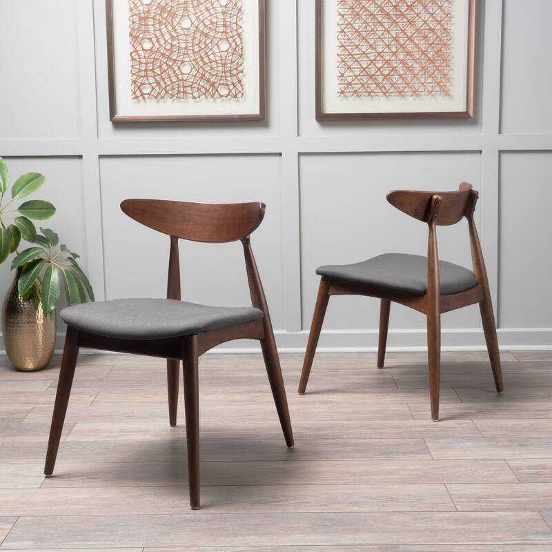 Set of 2 Retro Rubberwood Chairs with Ergonomic Back & Plush Cushions