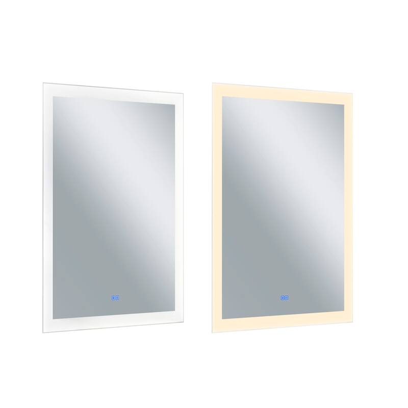 49" x 30" Abigail Matte White Rectangle LED Wall Mirror