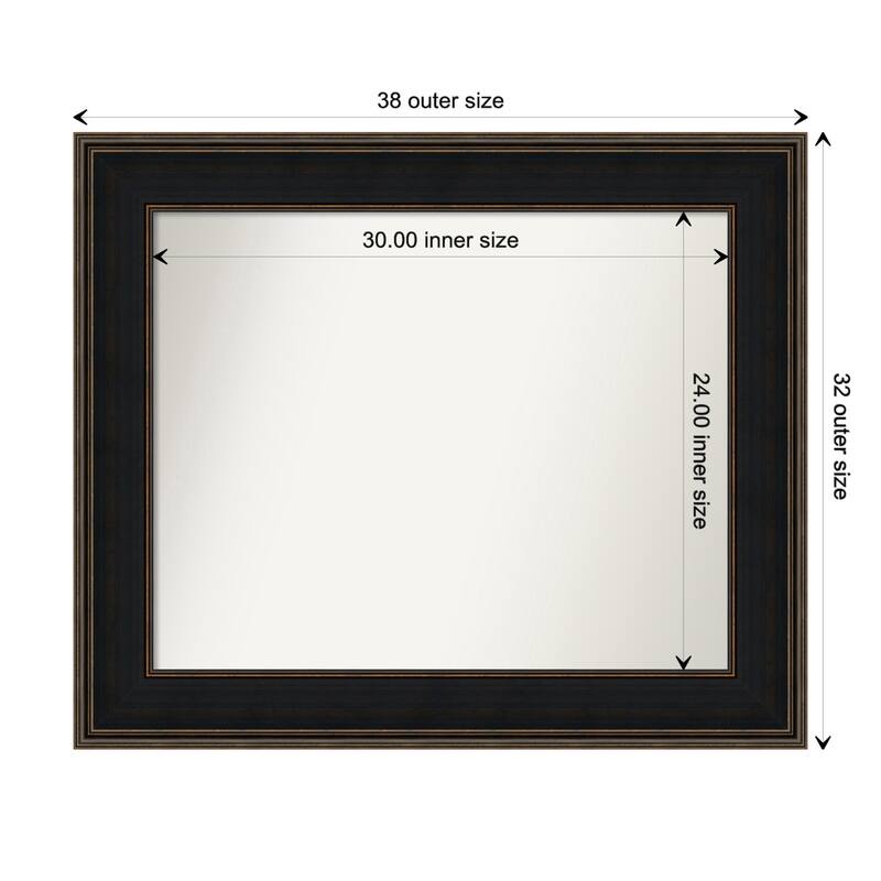 Mezzanine Espresso Framed Non-Beveled Custom Wall Mirror, Bathroom Vanity Mirror - Outer Size: 37.75 x 31.75