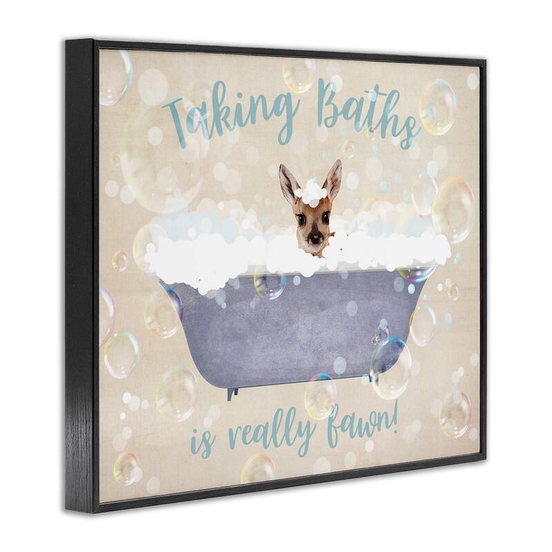 Stupell Taking Baths Is Fawn Framed Giclee Art Design By Susan Arnot