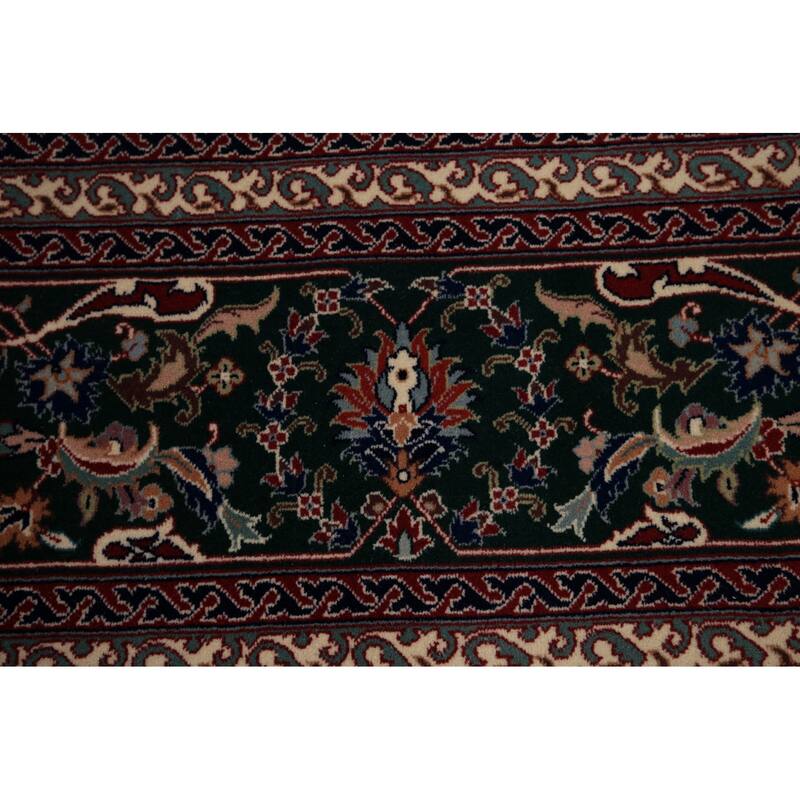 Vegetable Dye Floral Agra Large Indian Rug Hand-Knotted Wool Carpet - 11'6" x 17'9"