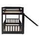preview thumbnail 9 of 15, Elegant Twin Over Twin Bunk Bed with Low Slide, Built-in Ladder and Guardrails, Maximized Space, Solid Construction, Espresso