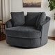 preview thumbnail 2 of 64, Oversized 43" W Plush Corduroy Recessed Arm Swivel Barrel Chair Dark Grey