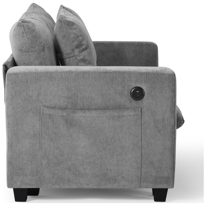 Lucca 4-Piece Chenille Upholstered Modular Sectional with USB Port