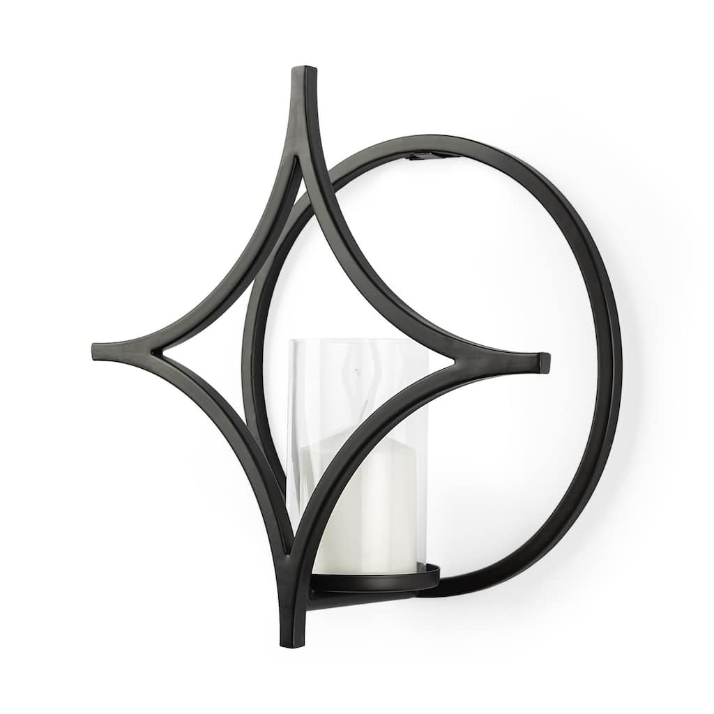 Lyra I Black Wall Candle Holder - 14.0L x 14.0W x 5.8H