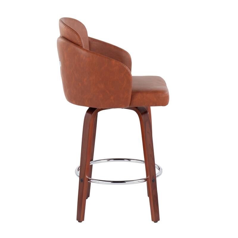 Dahlia Counter Stool with Walnut Wood (Set of 2)