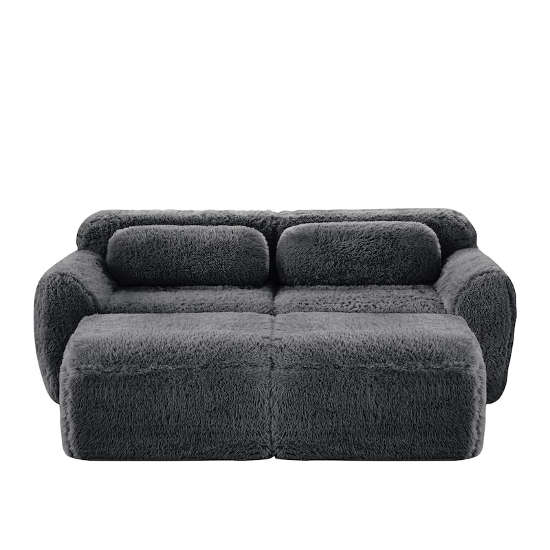 Roomfitters 80" Soft Plush Boneless Sofa with Chaise, No Assembly 32D Sponge Couch