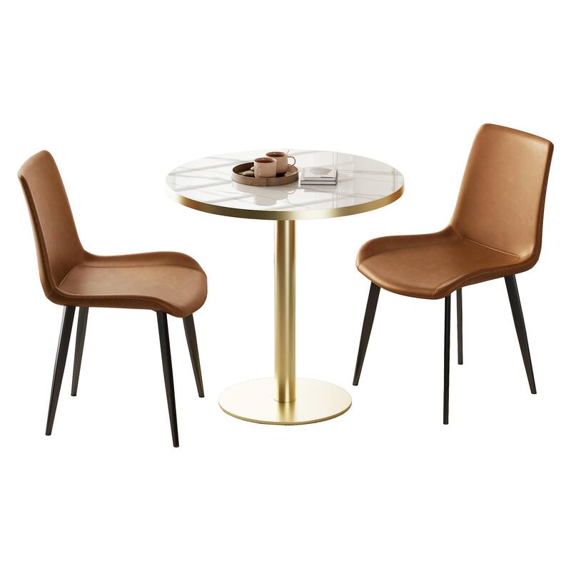 Round Modern Dining Table - 31.5-Inch Bistro Tulip Table With Faux Marble Top, Easy Assembly & Sturdy Metal Frame (By Diameter)