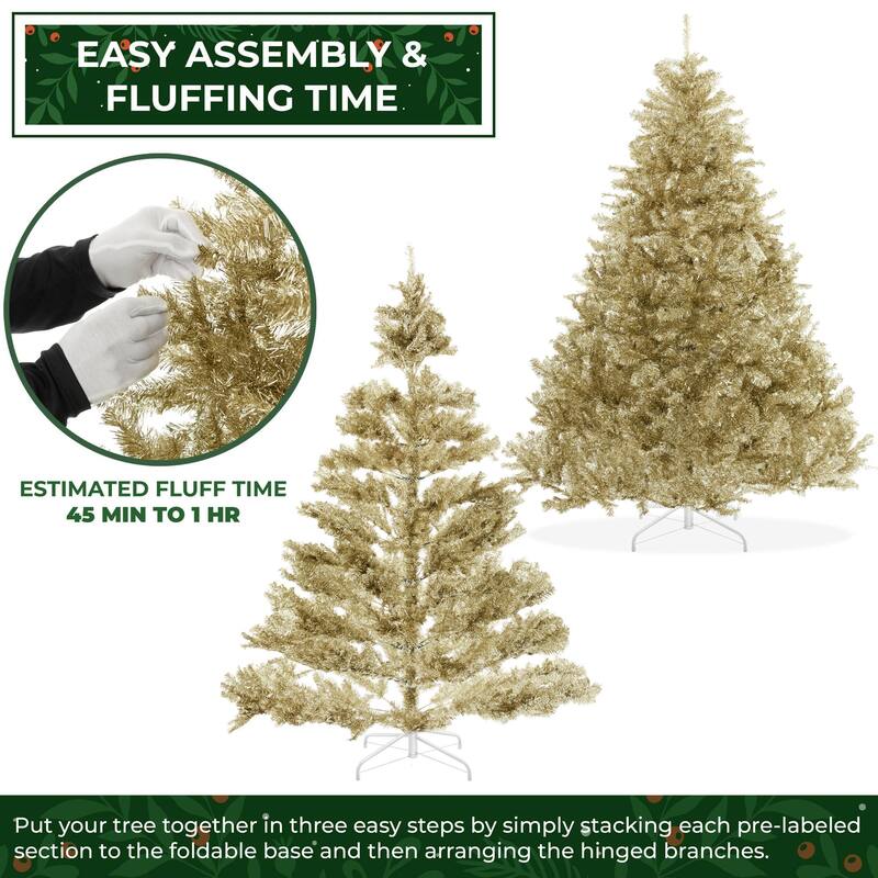 6ft Gold Artificial Holiday Christmas Tree with Metal Stand - 6 ft