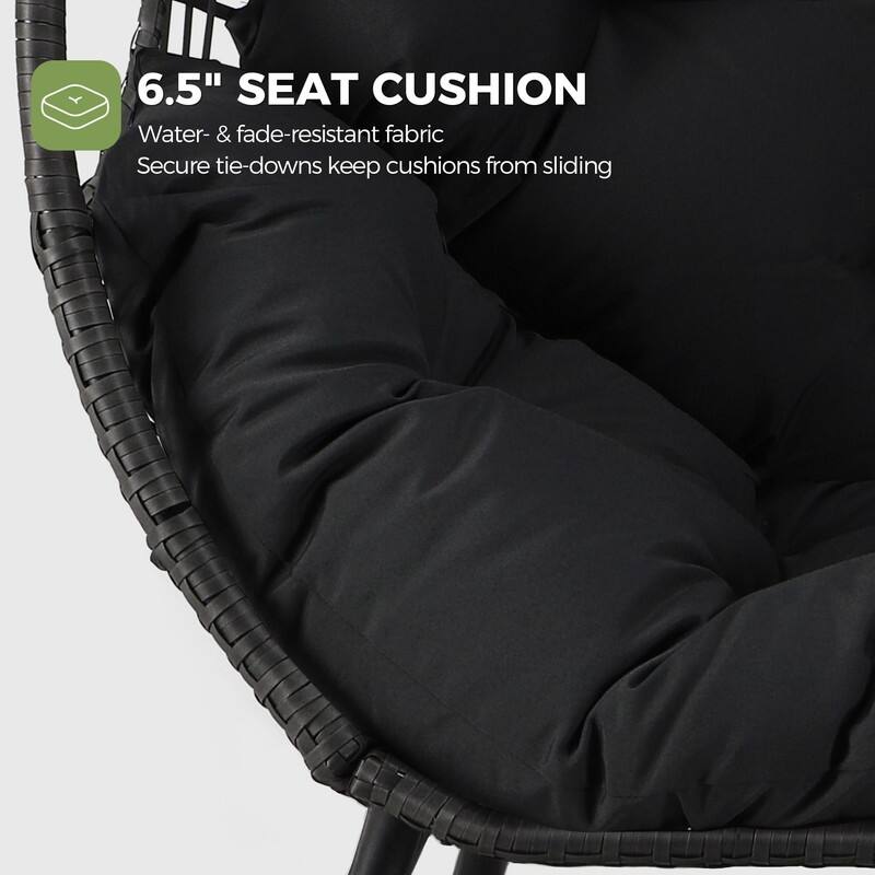 FINCATI 2-Person Indoor/Outdoor Wicker Egg Chair Loveseat, 57.1-in Wide, 6.5-in Cushion, 680-lb Capacity