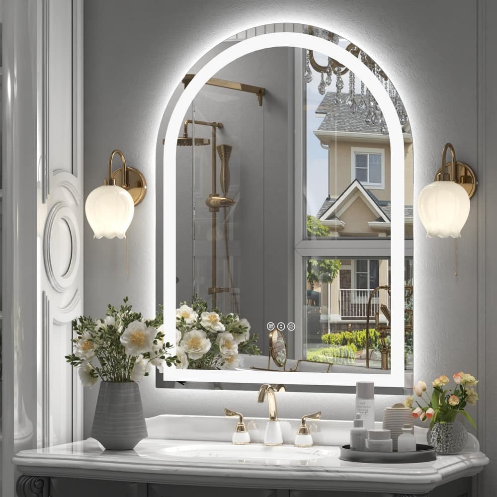Arched LED Bathroom Wall Mirror Front and Backlit Anti Fog with 3 Year Warranty