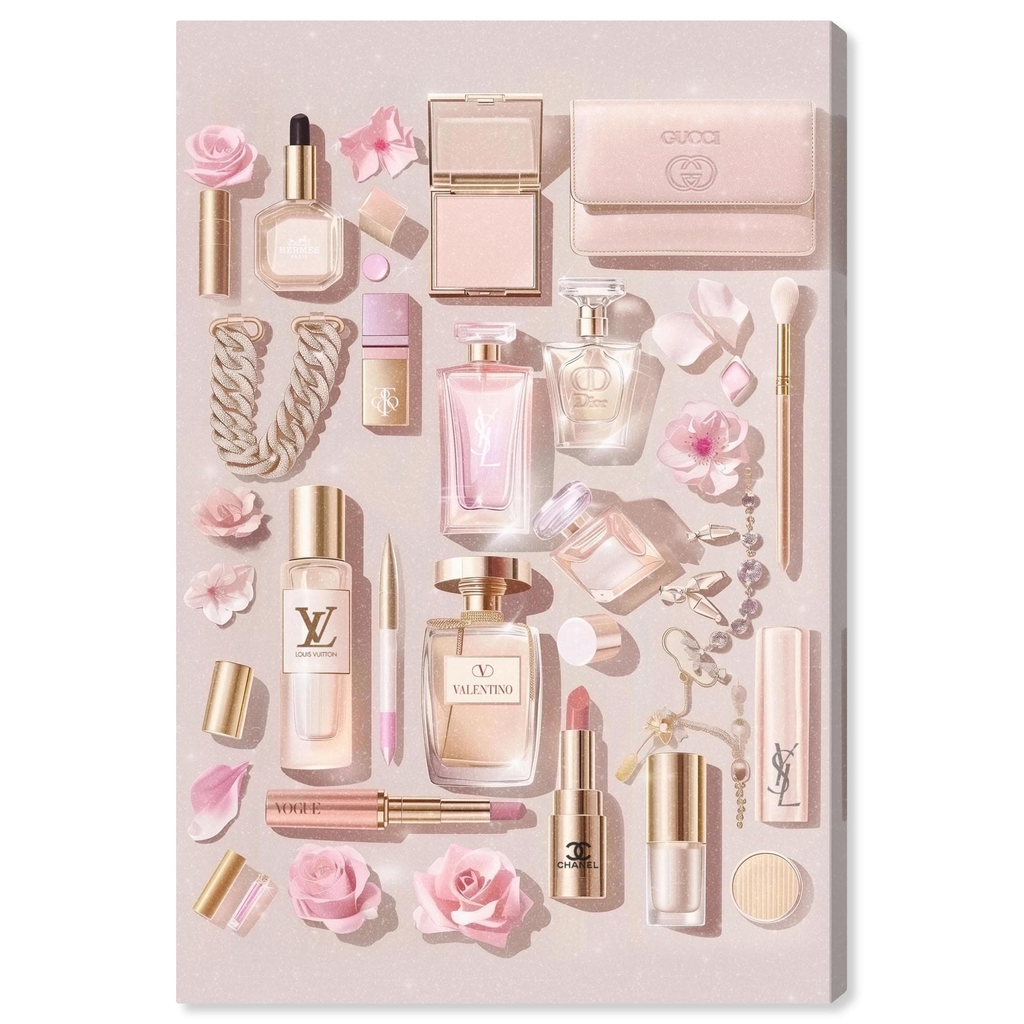 Light Make Up Accessories Canvas by Art Remedy, Gallery Wrapped