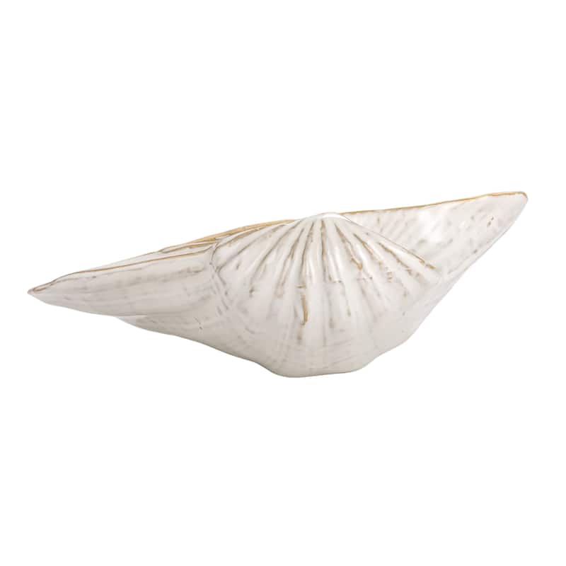 Stoneware Shell Plate with Reactive Crackle Glaze - 7.9"L x 6.1"W x 2.3"H