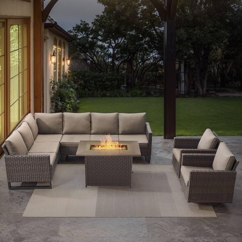 Gymojoy L-Shaped Outdoor Corner Sectional Sofa 6-seats Couch Conversation Set