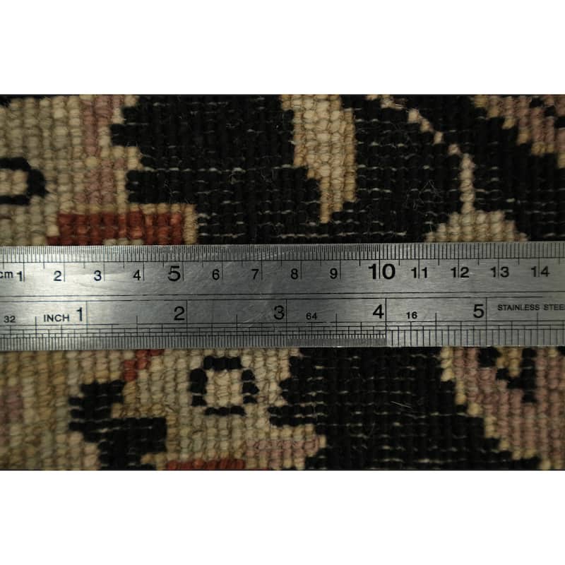 Hand Knotted Oriental 100% Wool Carpet Traditional All-Over Black Ziegler Runner Rug - 10' 0'' X 2' 7''