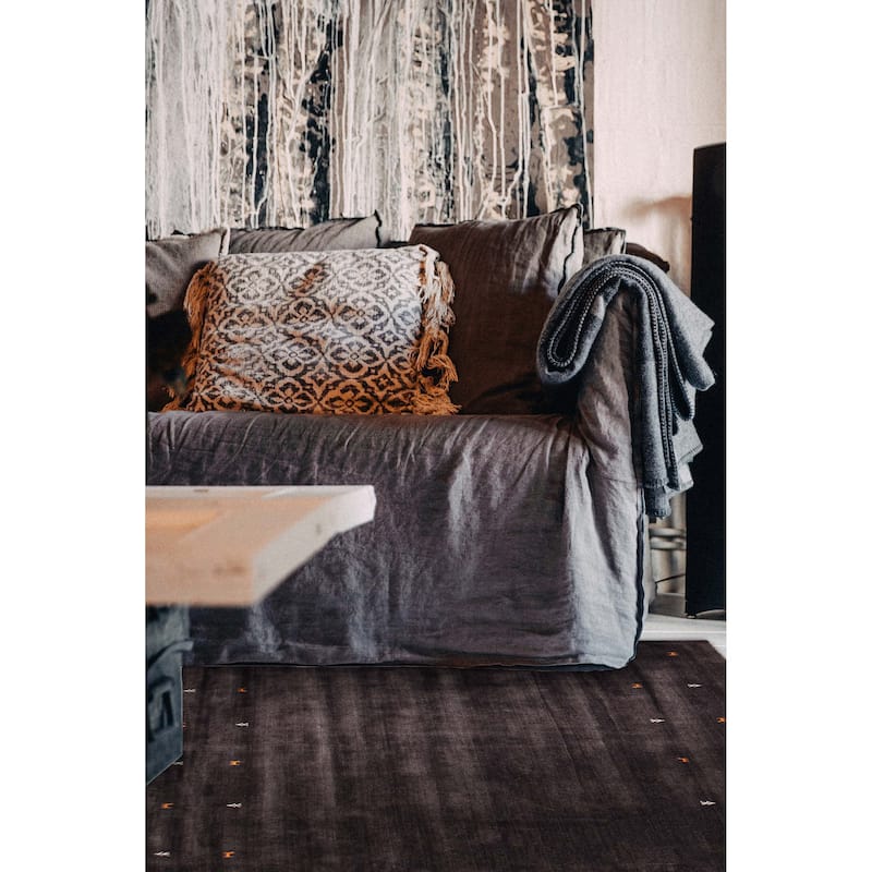 Kashkuli Gabbeh Grey Rug 8'4" x 8'1" - 8'4 x 8'1