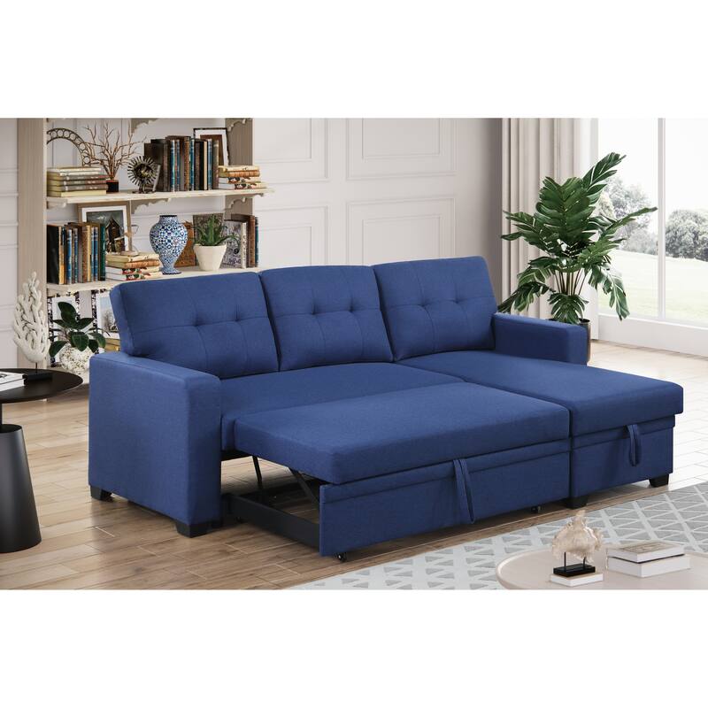Convertible Upholstered Sectional Sofa With Pull-Out Chaise