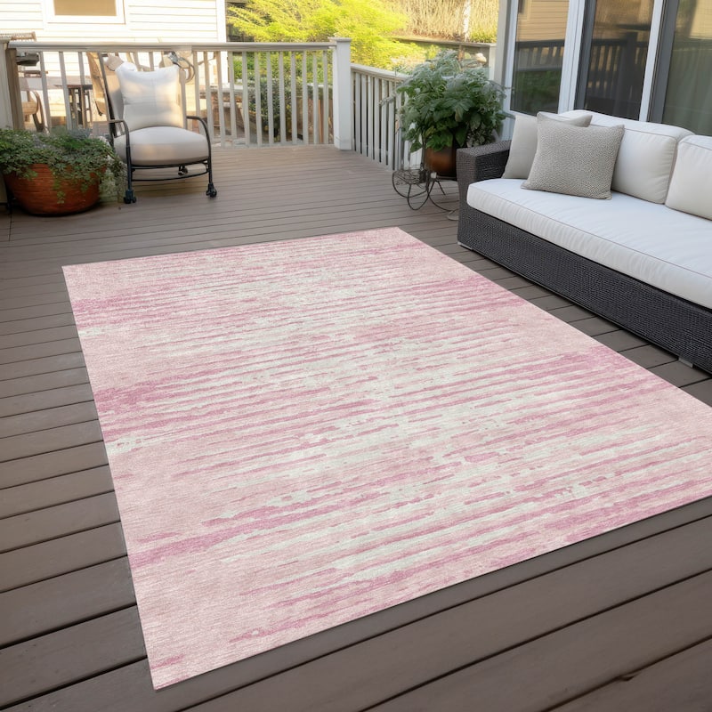 Machine Washable Indoor/ Outdoor Ombre Chantille Abstract Rug