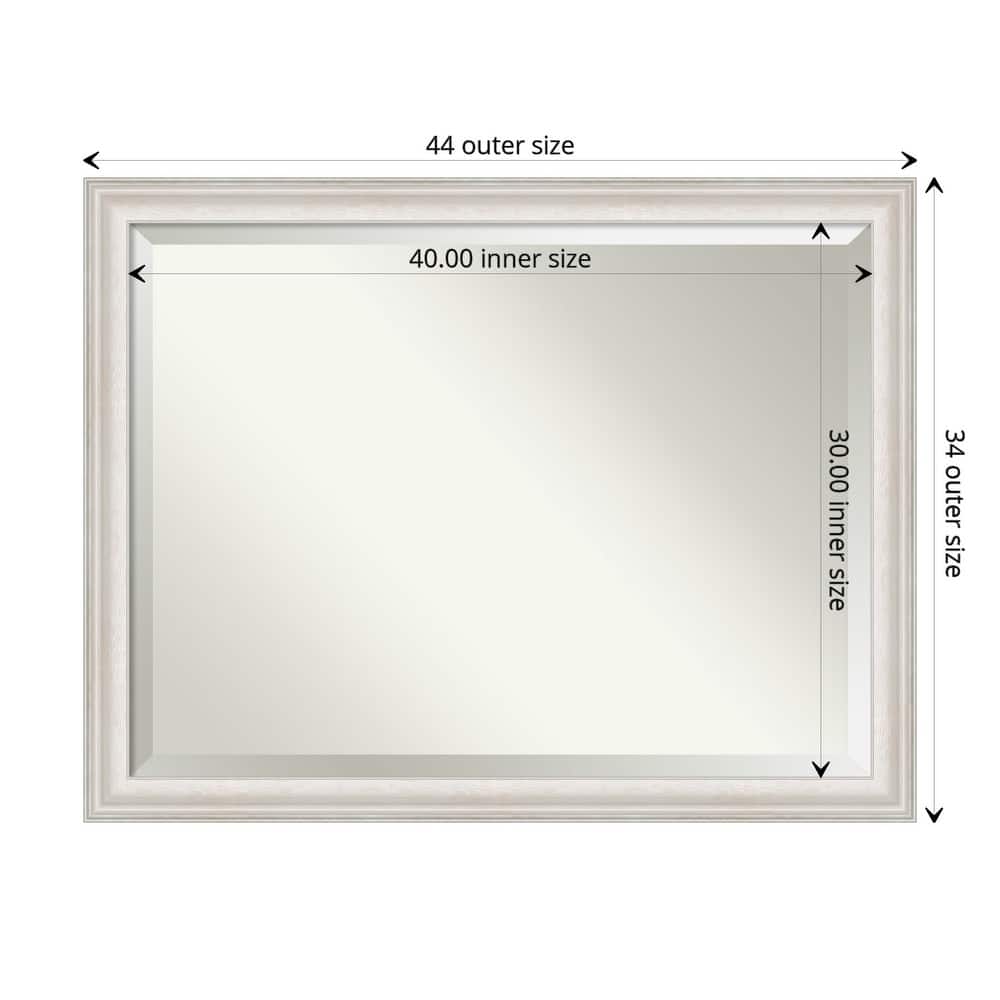 Beveled Bathroom Wall Mirror - Trio White Wash Silver Frame - Trio White Wash Silver