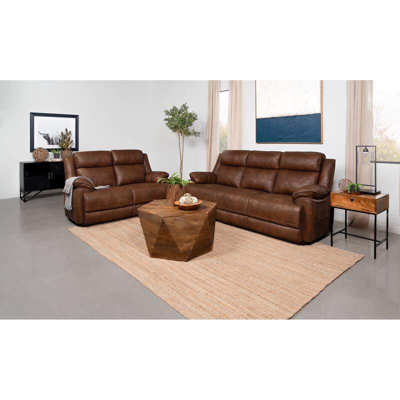 Ellington Upholstered Padded Arm Sofa Set Dark Brown