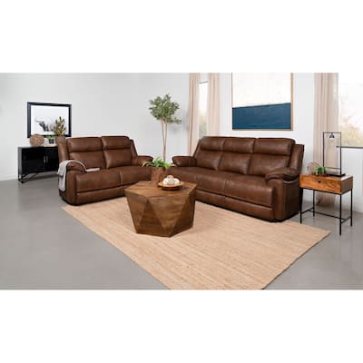 Ellington Upholstered Padded Arm Sofa Set Dark Brown