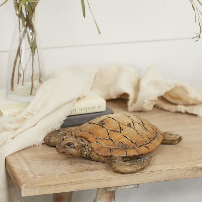 Polystone Turtle Decorative Sculpture - Brown - Roche River Decor