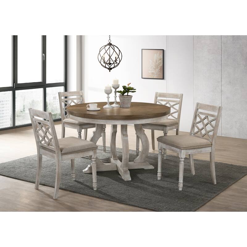Murphy Walnut and Antique White Round Dining Table