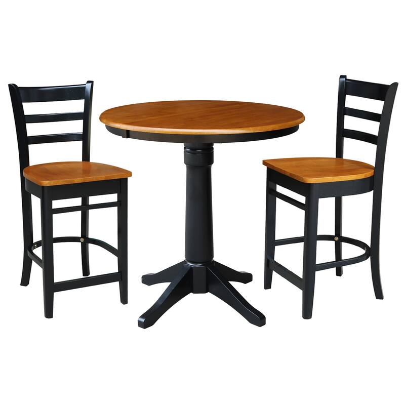 36" Round Extension Dining Table with Counter Height Stools