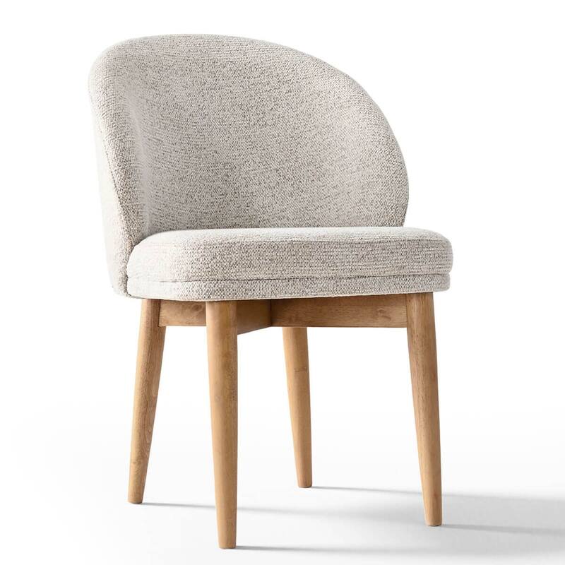 Upholstered Barrel Dining Chair With Solid Wood Legs (Set of 2)