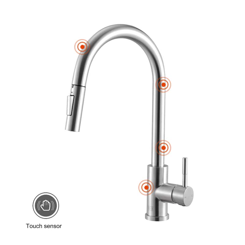 Indigo Home Single Handle Pull Down Sprayer Kitchen Faucet with touch sensor