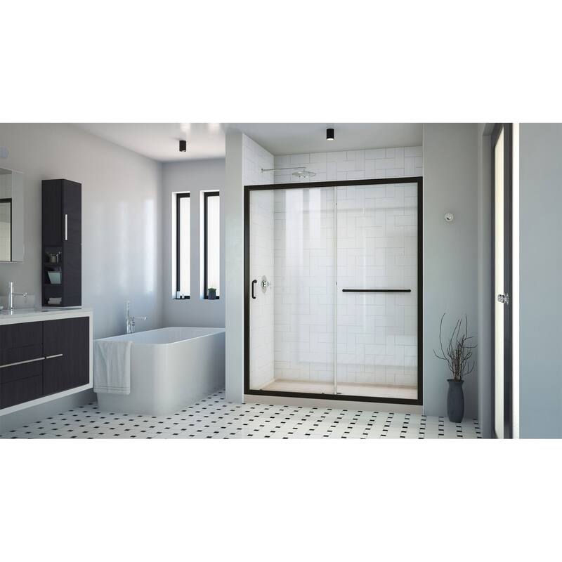 DreamLine Infinity-Z 30 in. D x 60 in. W x 74 3/4 in. H Sliding Shower Door and Shower Base Kit