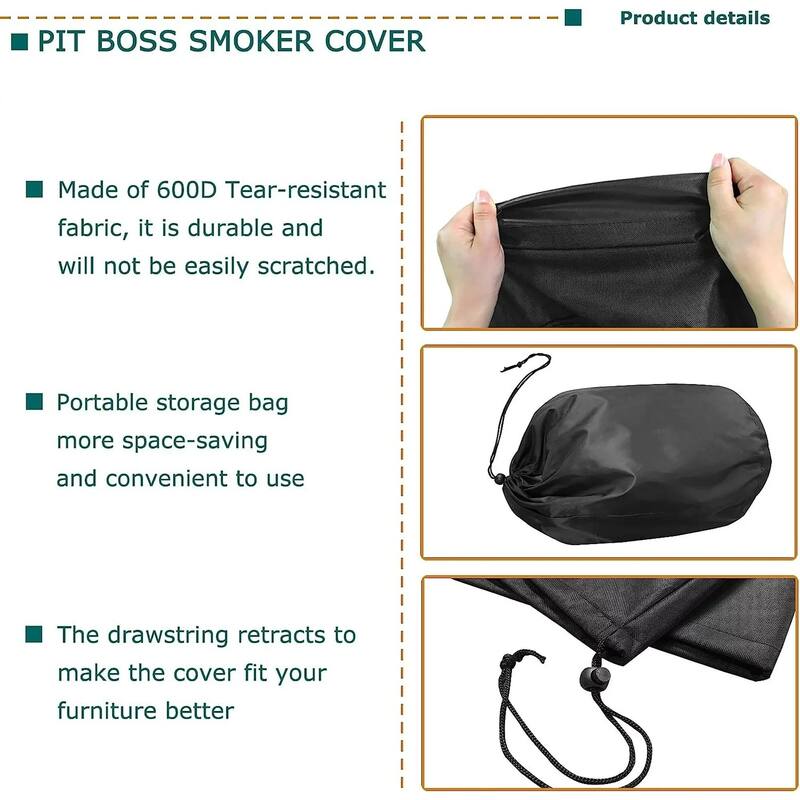 Pellet Electric Smoker Cover -Waterproof Fade Resistant Square Vertical Heavy Duty UV Resistant - 27"x 27"x 49"