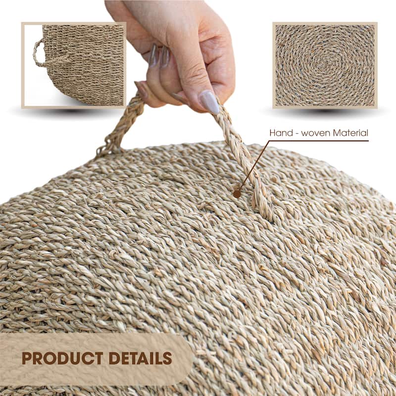 Made4Home Cera Round Natural Woven Accent Ottoman Pouf