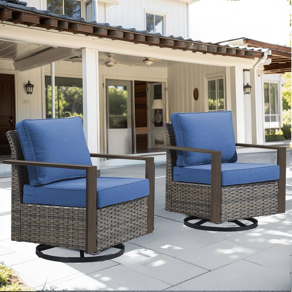 Outdoor Swivel Chair with Thick Cushion