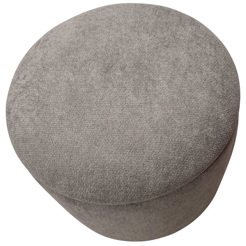 Modern Fabric and Solid Wood Round Storage Ottoman