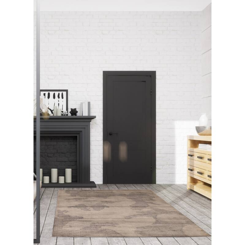 ECARPETGALLERY Hand Loomed Loreto Olive Viscose, Wool Rug - 5'3 x 7'4