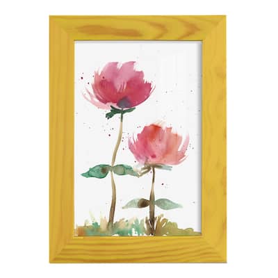 Pink Fleurs I -Framed Print w/glass-Cherry Red