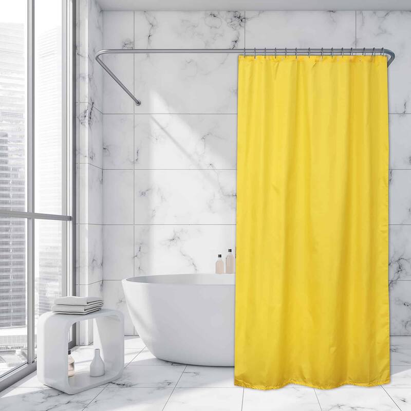 Extra Long Shower Curtain Polyester 12 Rings 79"L x 71"W - Yellow